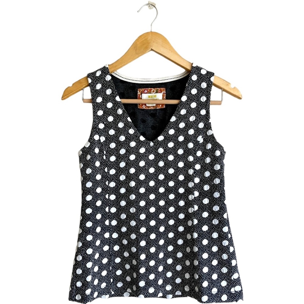 Anthropologie Maeve Jacquard Polka Dot V-neck Tank Top. Size: XS